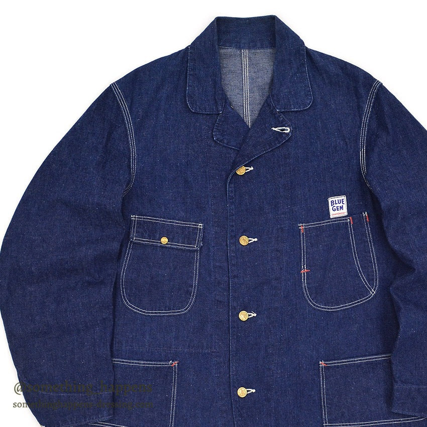 1950's~ BLUE GEM DENIM COVERALL / DARK AND EXCELLENT...
