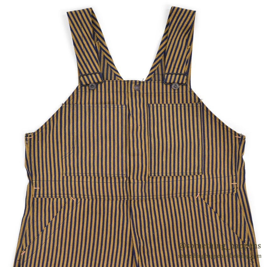 1940's DEADSTOCK PAYDAY WW2 BROWN EXPRESS STRIPED OVERALL / HIGH BACK ... W36/L30