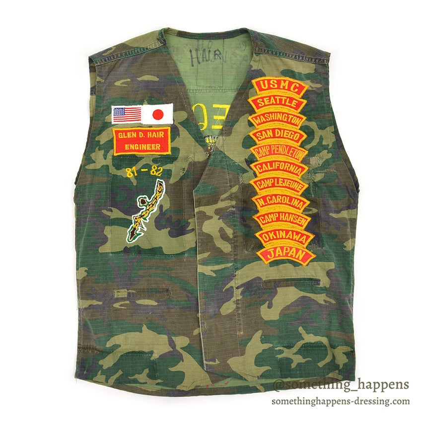 ~1980's USMC OKINAWA EMBROIDERY TOUR VEST / HEAVY EQUIPMENT MECHANIC...