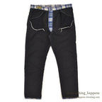 1960's INDIA MADRAS 5 POCKETS COTTON PANTS / TAPERED LEG ... W35/L29