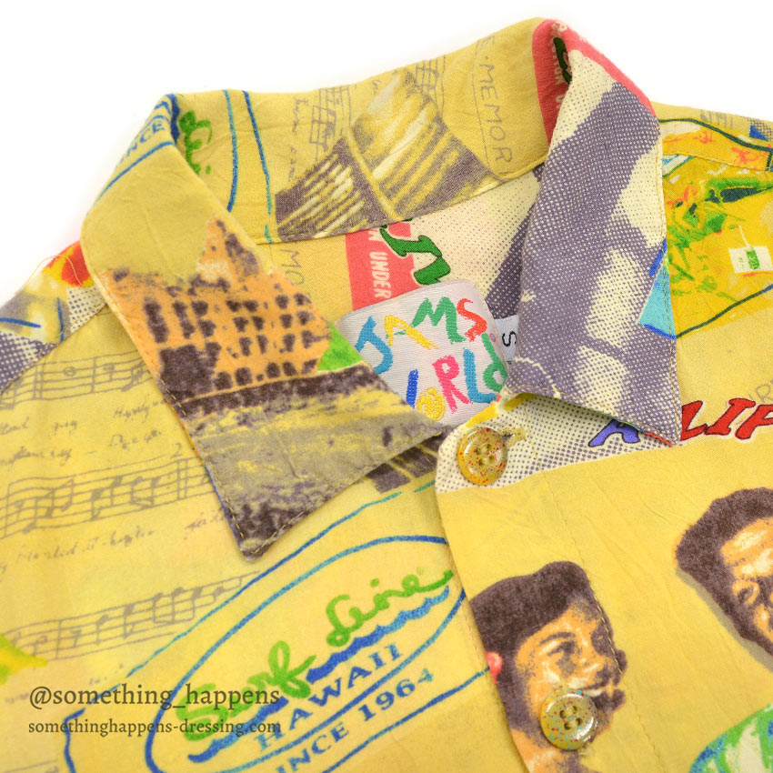~1990's JAMS WORLD POP ART RAYON ALOHA SHIRT...S