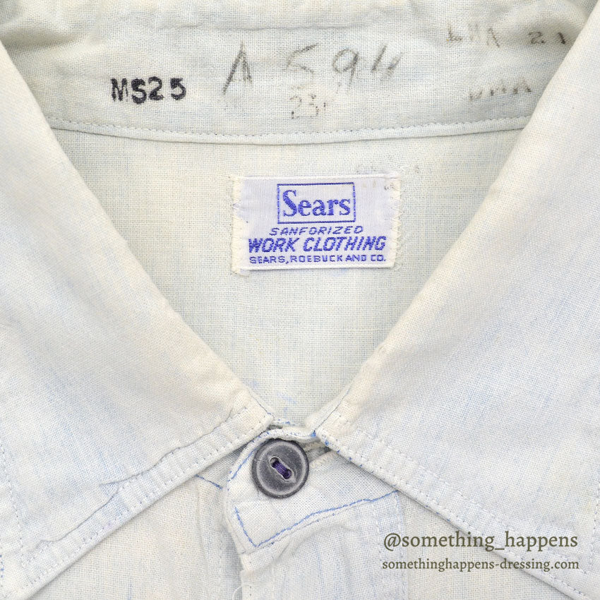 1960's SEARS CHAMBRAY SHIRT / SUPER FADED ...