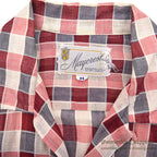 1950's MAYCREST SMALL BLOCK PLAID MESH SHIRT / UNUSUAL WEAVE ... M