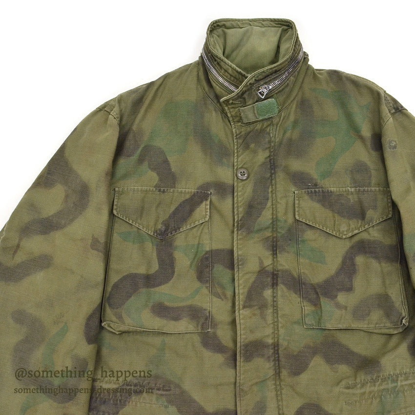 1960's USARMY M-65 HAND PAINTED CAMO JACKET / 1st PATTERN...