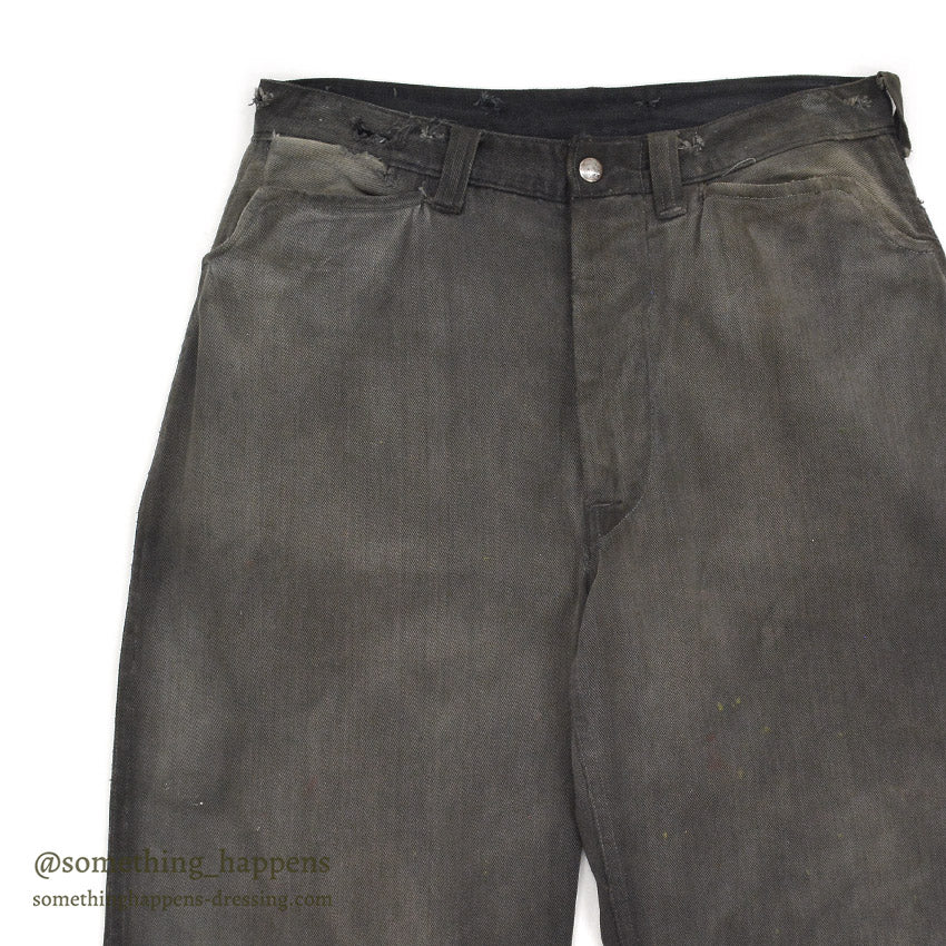 1930's BLACK FRISCO PANTS BACKLE BACK / HEAVY COTTON... W31/L29