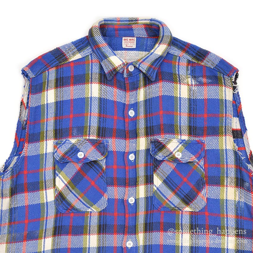 1960's BIG MAC HEAVY FLANNEL VEST / CUT OFF ... XL
