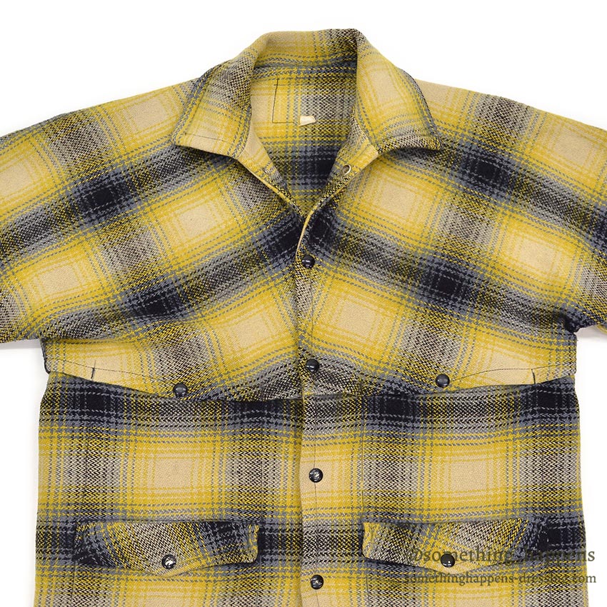 1940's~ YELLOW / BLACK PLAID DOUBLE MACKINAW WOOL JACKET / VERY RARE COLOR ...
