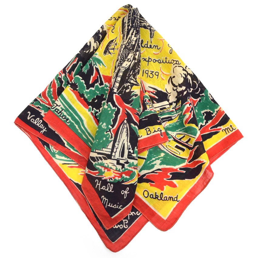30's San Francisco World's Fair Advertising Bandana...