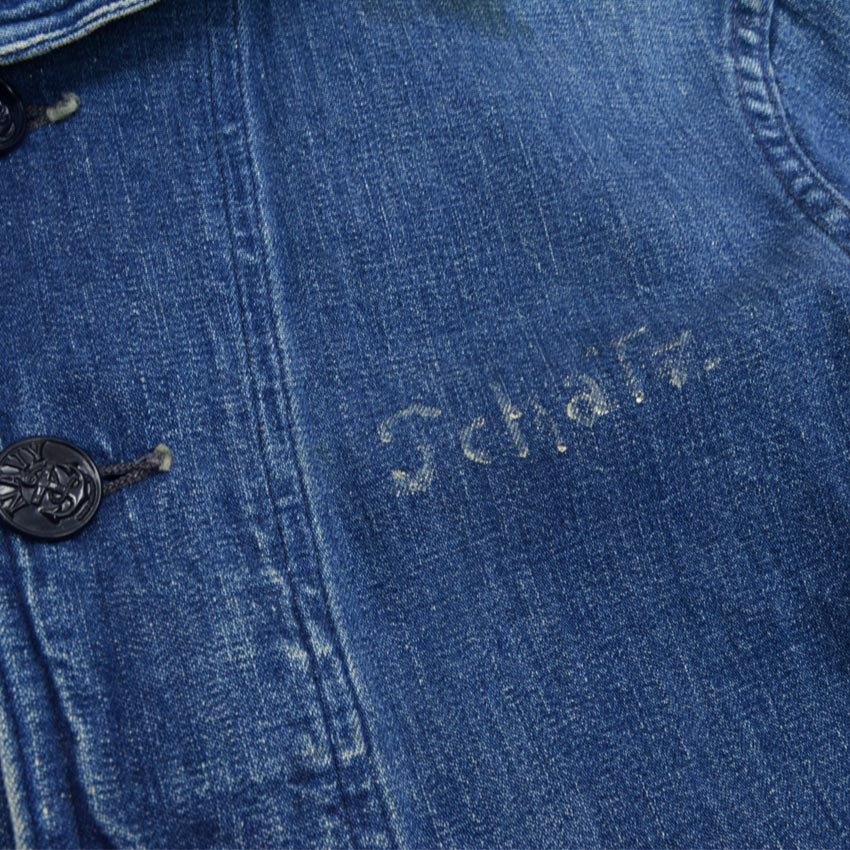 1940s US Navy Shawl Collar Denim Jacket with Stencil...