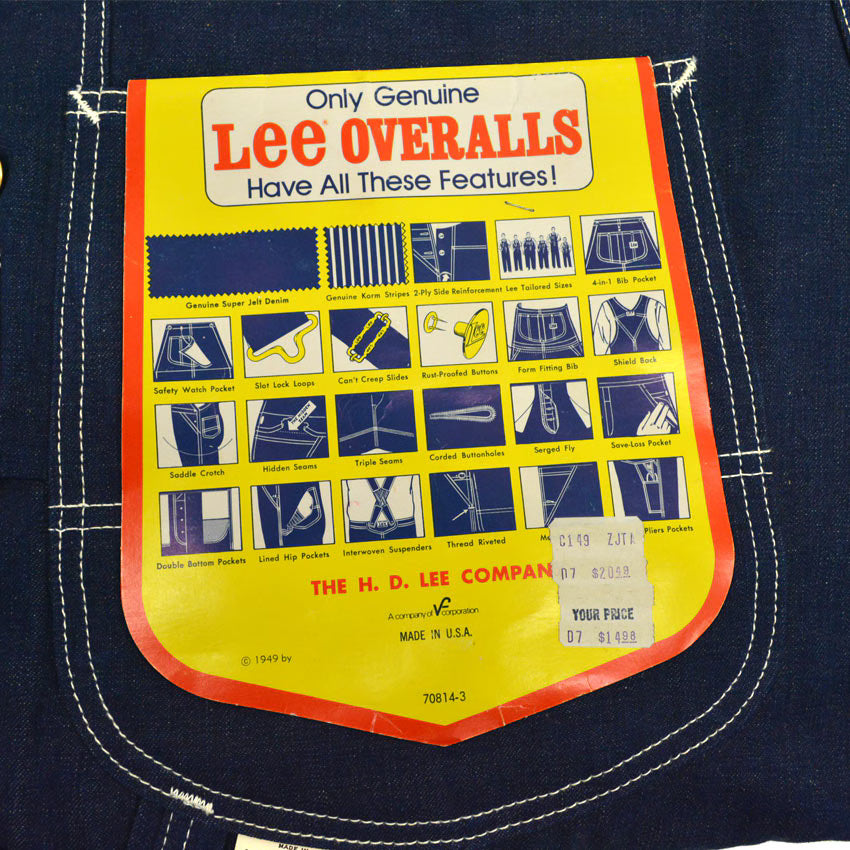 70's Lee デッドストック NOS デニム オーバーオール ... W38