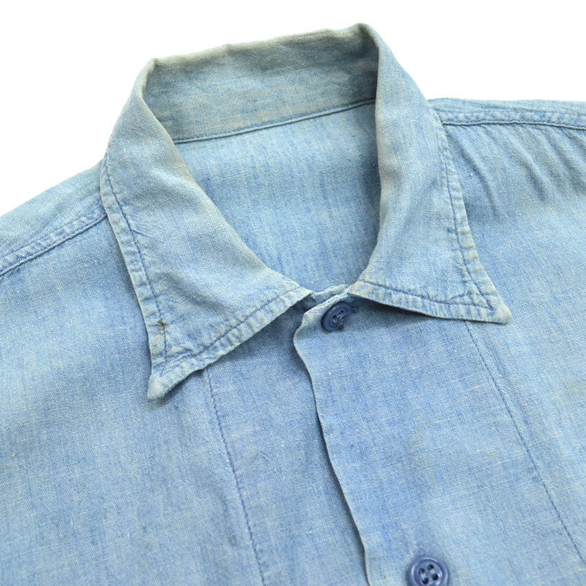 50's US Navy Stencil Box Chambray Shirt...