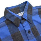 70's FIVE BROTHER Block Check Blue x Black Flannel Shirt ... M