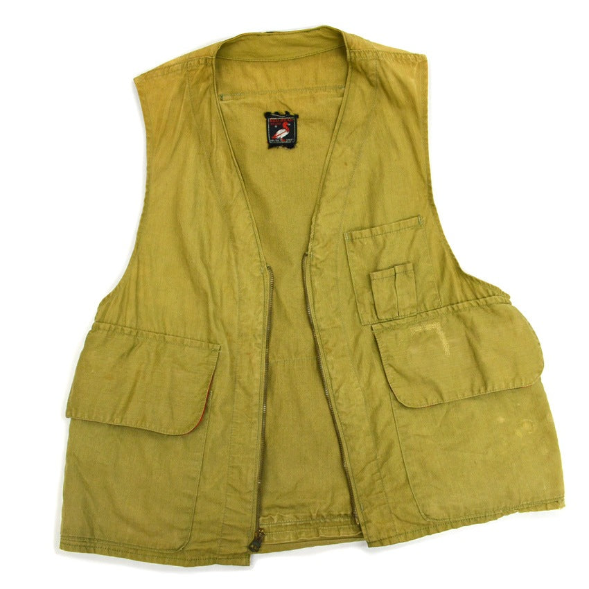 ~50's RED HEAD Hunting Zip-Up Vest Olive Green...