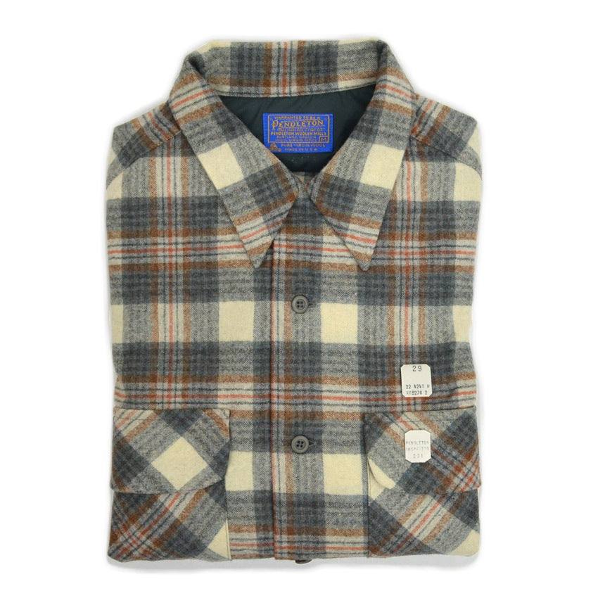 70's Deadstock PENDLETONPlaid Wool Shits  ... M