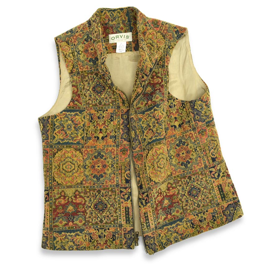 90's ORVIS Gobelin Tapestry Zip-Up Vest... L