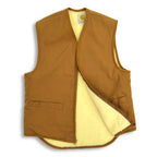 70's Deadstock Carhartt Brown Duck Vest with Boa... M