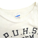 70's Champion Bar Tag Black x White Discharge Print T-Shirt with some distressing... L