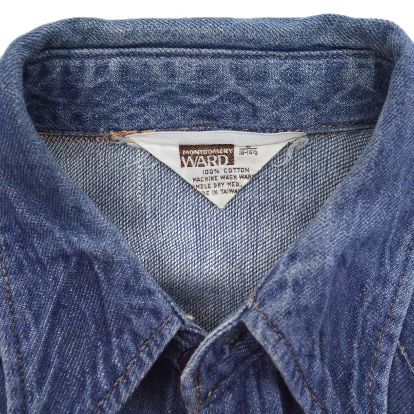 ~70's MONTGOMERY WARD VAT DYED DENIM SHIRTS...L