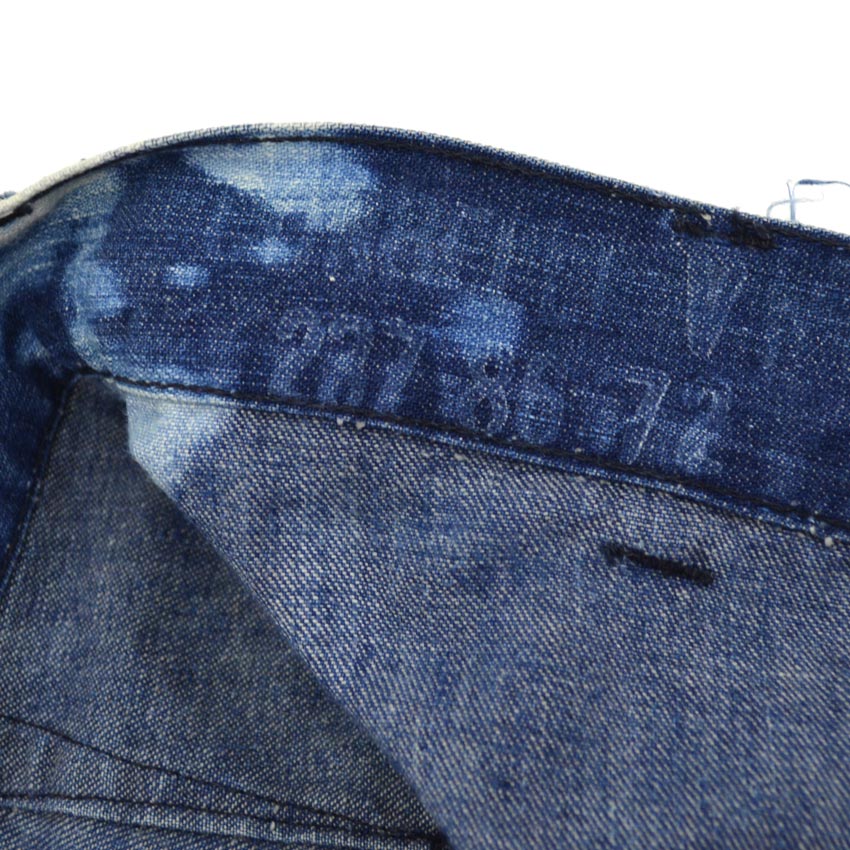 ~60's USNAVY DUNGAREES BLEACHED INDIGO DENIM TROUSERS...