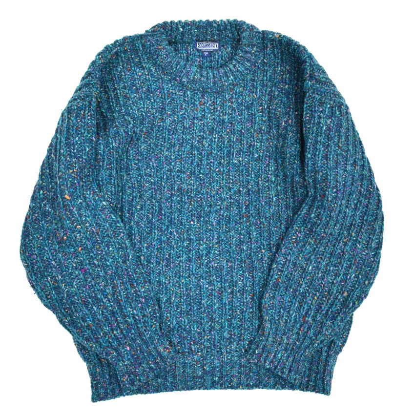 80s LAND'S END Irish-made marble-colored hand-knitted sweater...