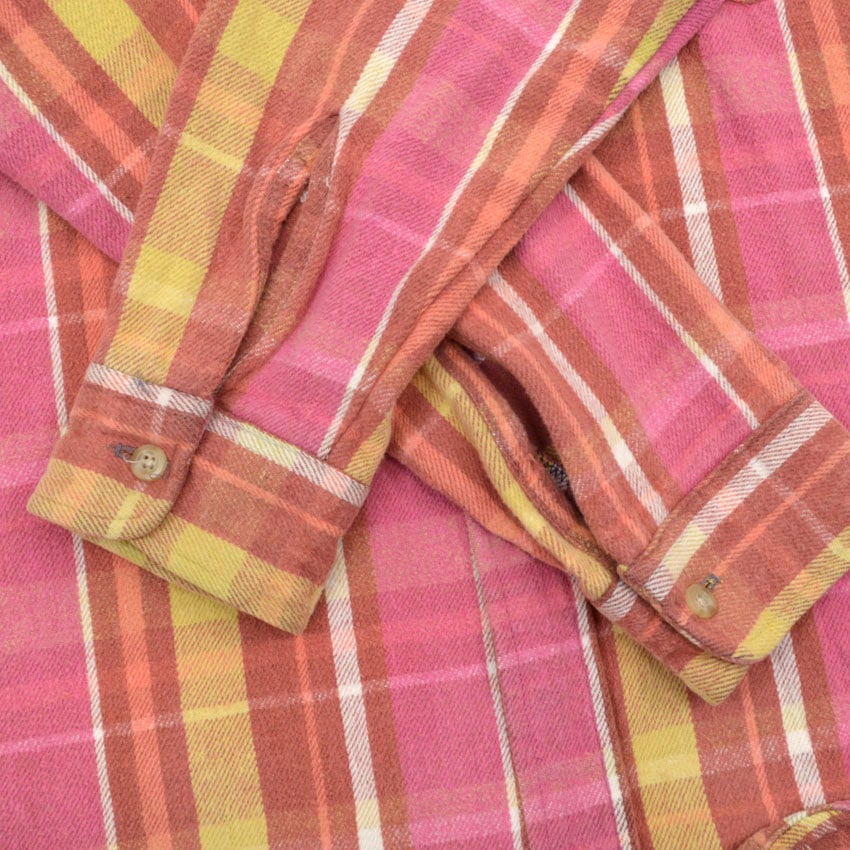 ~80's WINTER RUN PINK PLAID HEAVY FLANNEL SHIRT...