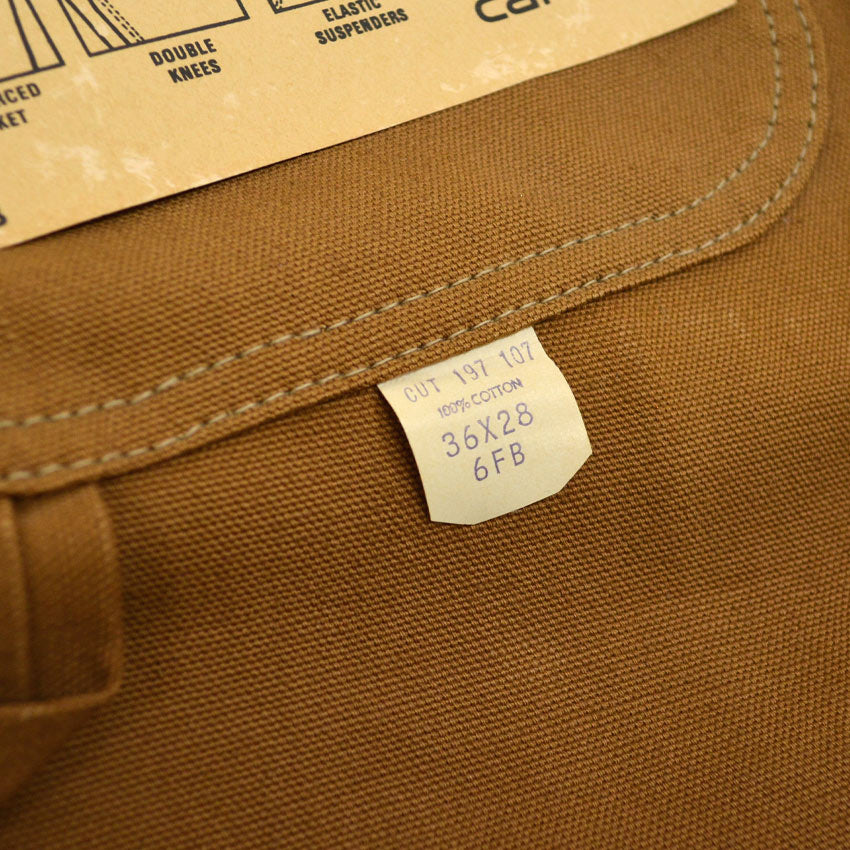 1970's DEADSTOCK CARHARTT BROWN DUCK DOUBLE KNEE OVERALL... W36 L28