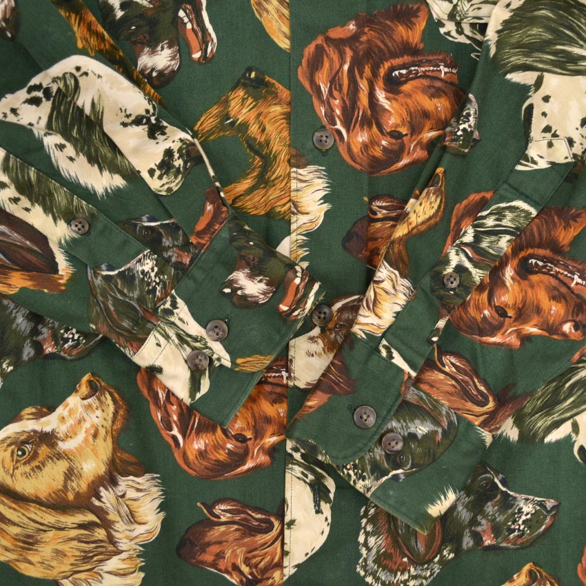 1980's BANANA REPUBLIC SAFARI & TRAVEL DOG PRINT SHIRT ... M