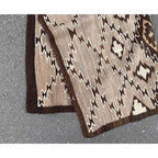 c.1920's Navajo Rug Brown Lightning Bolt Gray Field...
