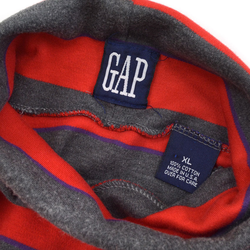 1980's~ GAP BORDER COTTON TURTLE NECK L/S SHIRT ... XL