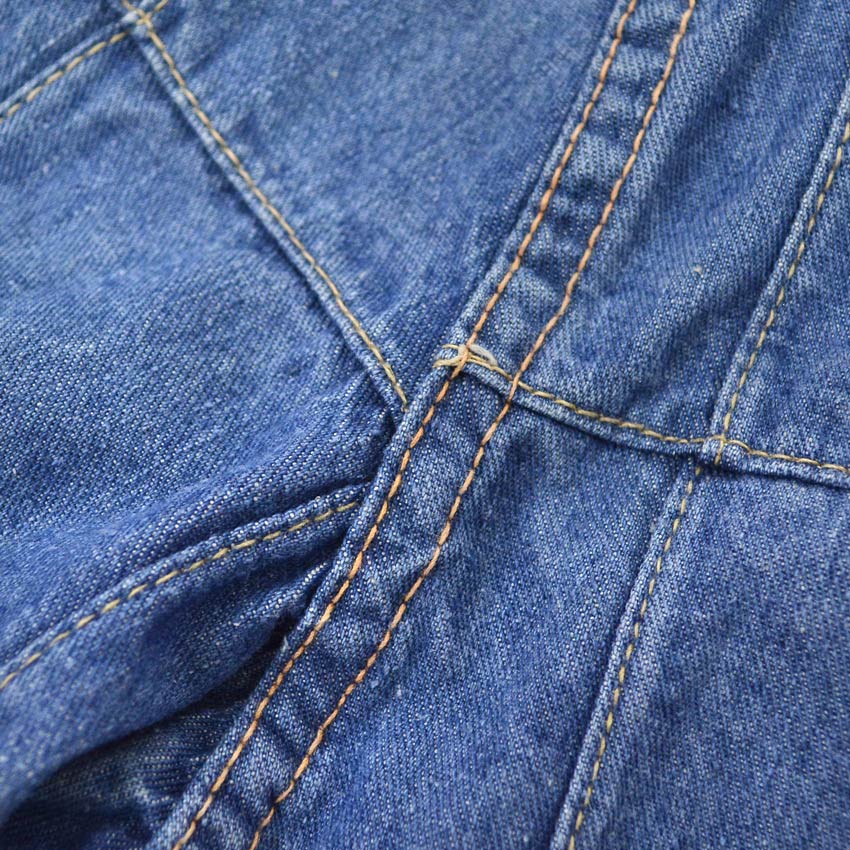 1970's ON TIME DENIM PATCHWORK PULL OVER SHIRT...L