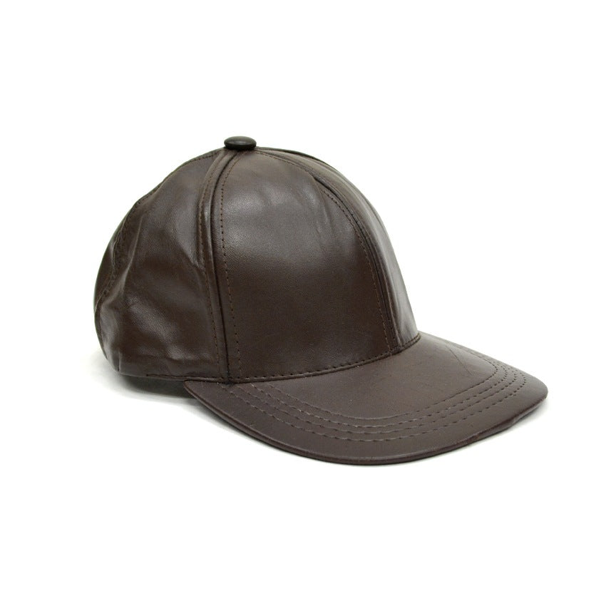 1980's DARK BROWN LEATHER CAP...