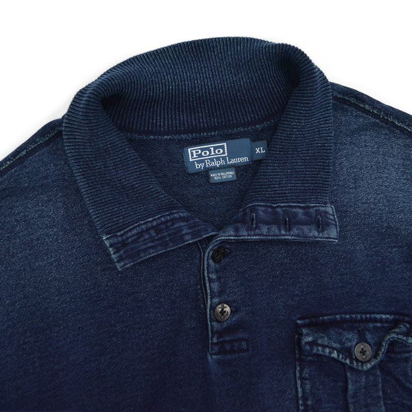 Polo by Ralph Lauren Indigo Dyed Hi Neck Sweat Shirt... XL