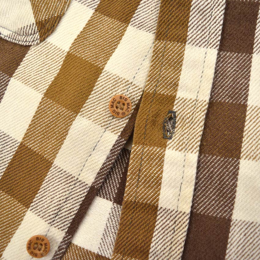 1980's BIGMAC BROWN & WHITE FLANNEL SHIRT...L