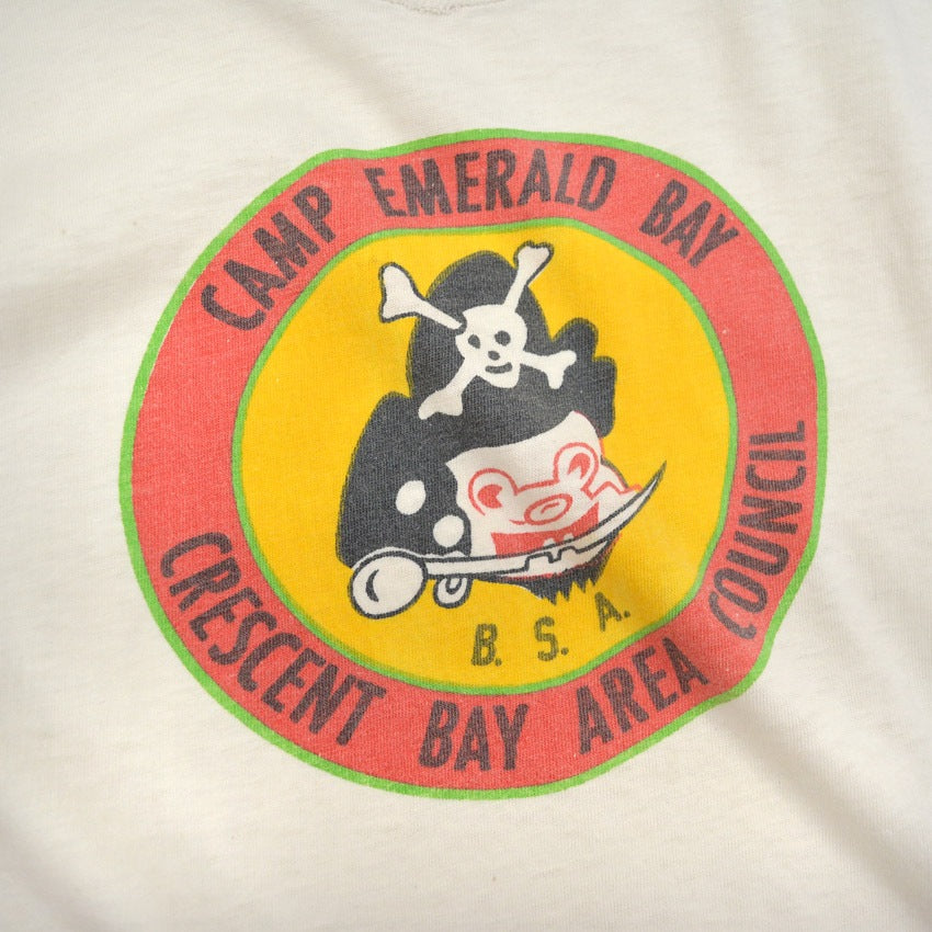 1950s BSA CAMP EMERALD BAY Skull Motif T-Shirt... Fits like L