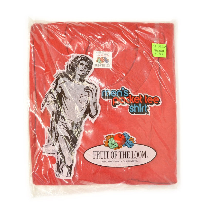 1980's Deadstock FRUIT OF THE LOOM POCKET-T RED... L