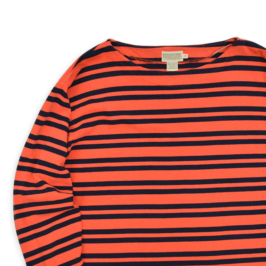 1980's BANANA REPUBLIC SAFARI & TRAVEL BOAT NECK L/S SHIRT ... M