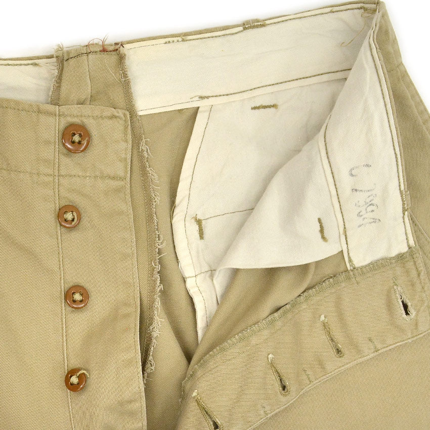 1940's USARMY TROUSERS COTTON KAHKI CHINO... W31.5 L26