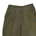 1980s- GENERRA COLLECTION Linen x Cotton Plaid Slacks... W32 x L31