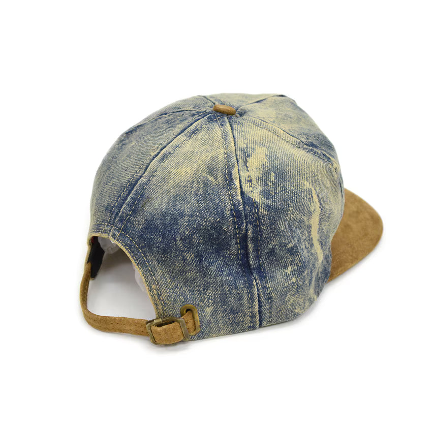 1980's PLAYBOY CHEMICAL WASH DENIM & LEATHER CAP ... FITS ALL