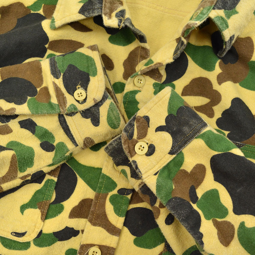 ~1990's PRENTISS DUCK HUNTER CAMO CHAMOIS CLOTH SHIRT... L
