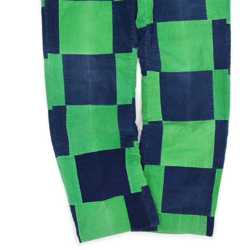 1970's GREEN NAVY PATCHWORK CORDUROY PANTS... W33 L30