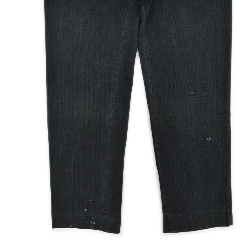 1960's PLAID HIDDEN IN BLACK PIQUE TAPERED PANTS 1... W30 L30