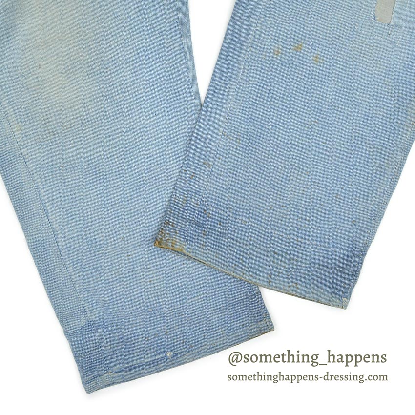 ~1940's PIN CHECK COTTON WORK TROUSERS...W35 L29