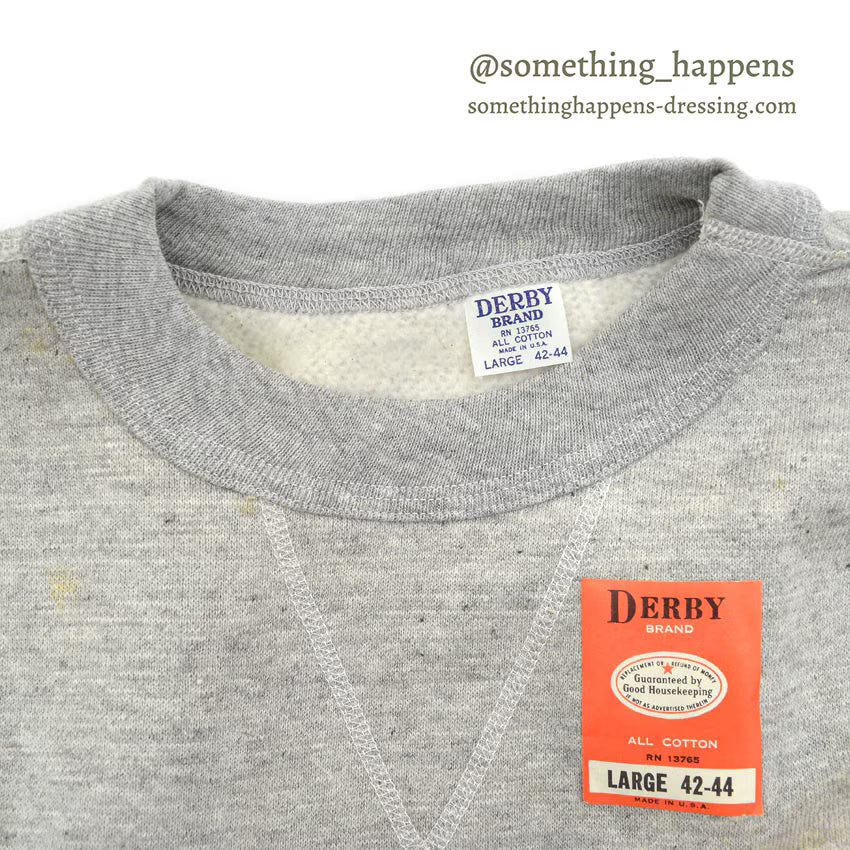 〜1960's DEADSTOCK DERBY BRAND SINGLE V ALL COTTON SWEAT SHIRT 1 ... L