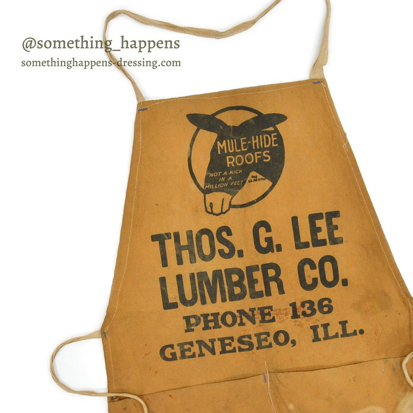 1940's~ MULE-HIDE ROOFS ADVERTISING CANVAS APRON...