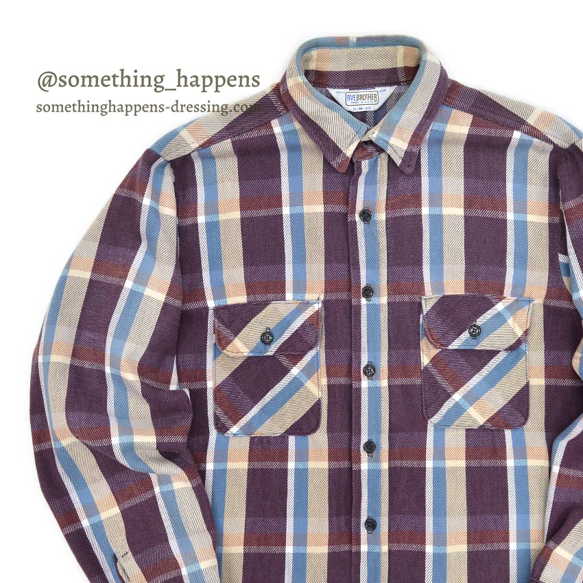 1970's〜 FIVE BROTHER PLAID FLANNEL SHIRT ... M