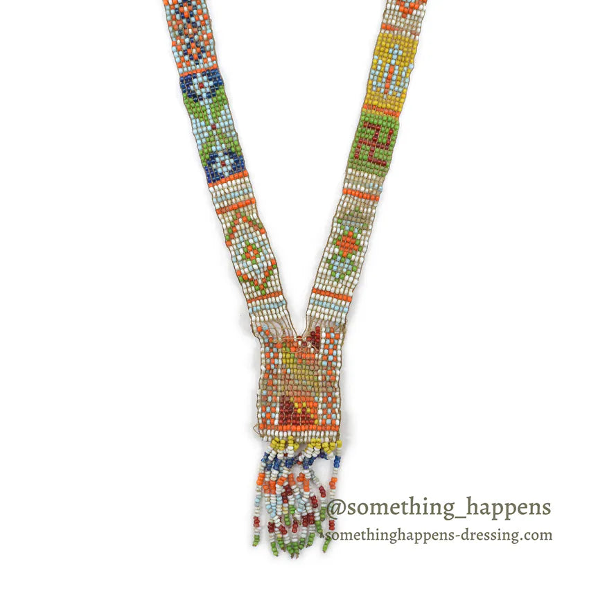 c.1930's OLD NATIVE AMERICAN COLOR BEADED NECKLACE SWASTIKA...
