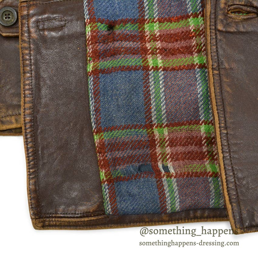 OLD FRANCE DOUBLE BREASTED BROWN LEATHER COAT MADE BY GVF...