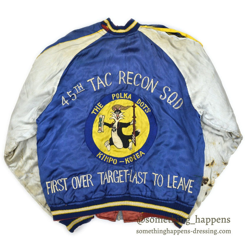 1950's JAPAN SOUVENIR JACKET 45TH TAC RECON SQD THE POLKA DOTS Sukajan... AS IS