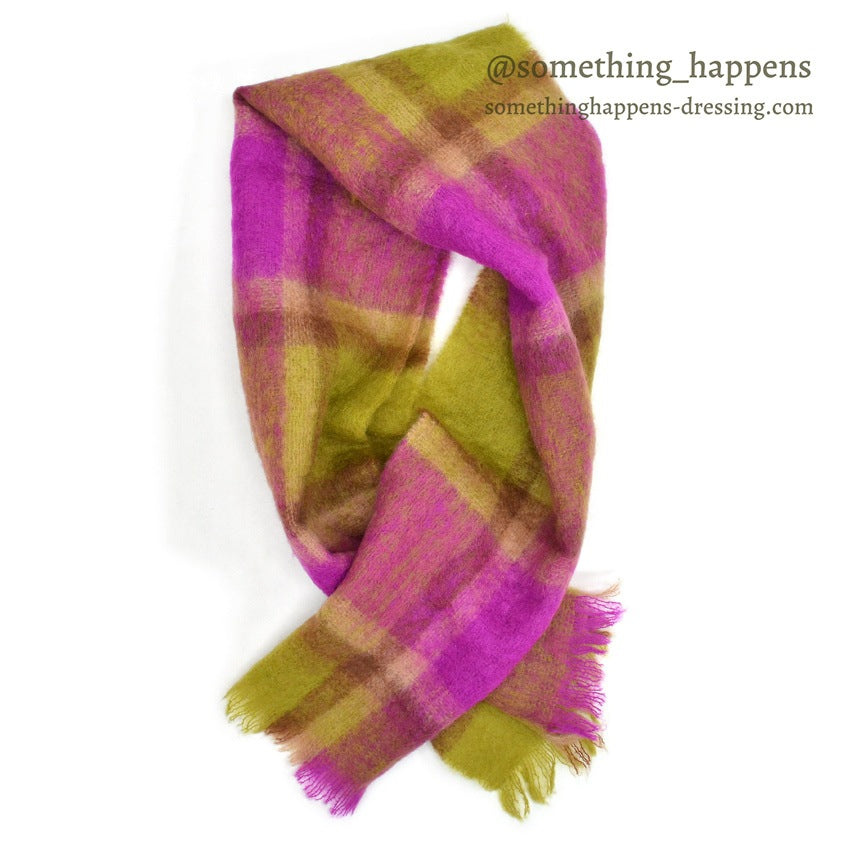 OLD HUDSON'S BAY HEATHER-BRAE MOHAIR BIG MUFFLER... 184cm×50cm